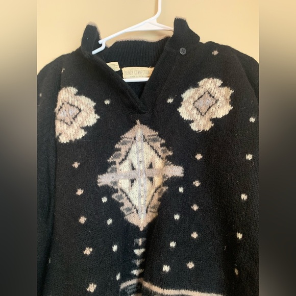 Vintage 70’s French Connection 100% Pure Wool Sweater Gray Black big - Picture 4 of 8